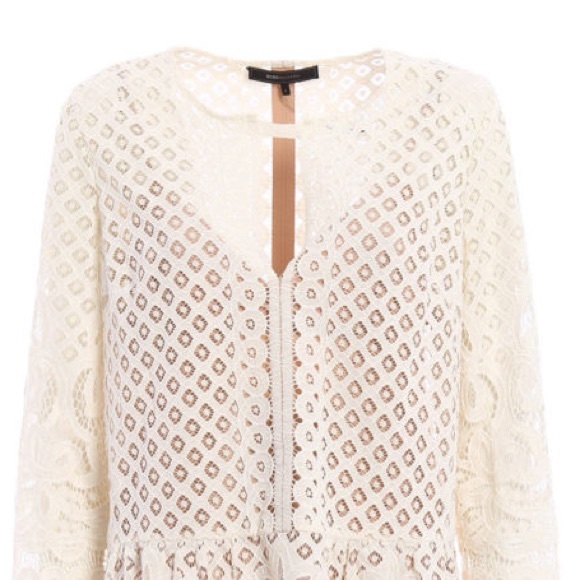 BCBG Laurice Cream / White Floral Florets lace tunic sleeves Embroidery dress - Picture 10 of 14